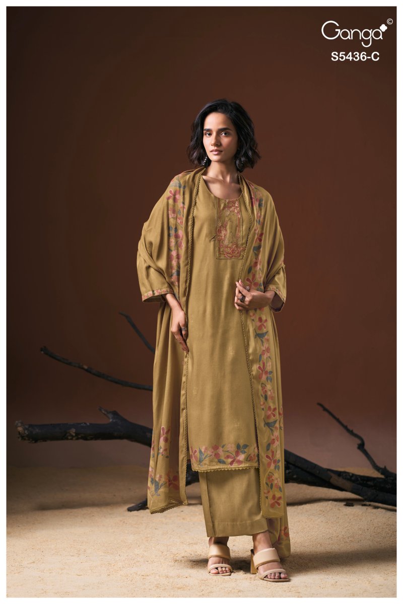 Anthea 5436 By Ganga Wool Pashmina Dress Material